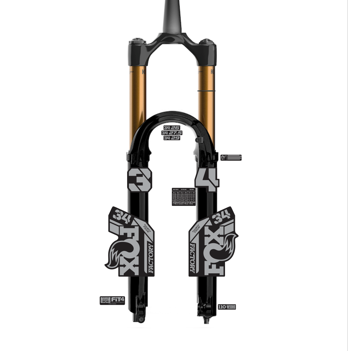 tem decal dán phuộc xe đạp địa hình Fox kashima  34 2022 | cheetahdecals.com