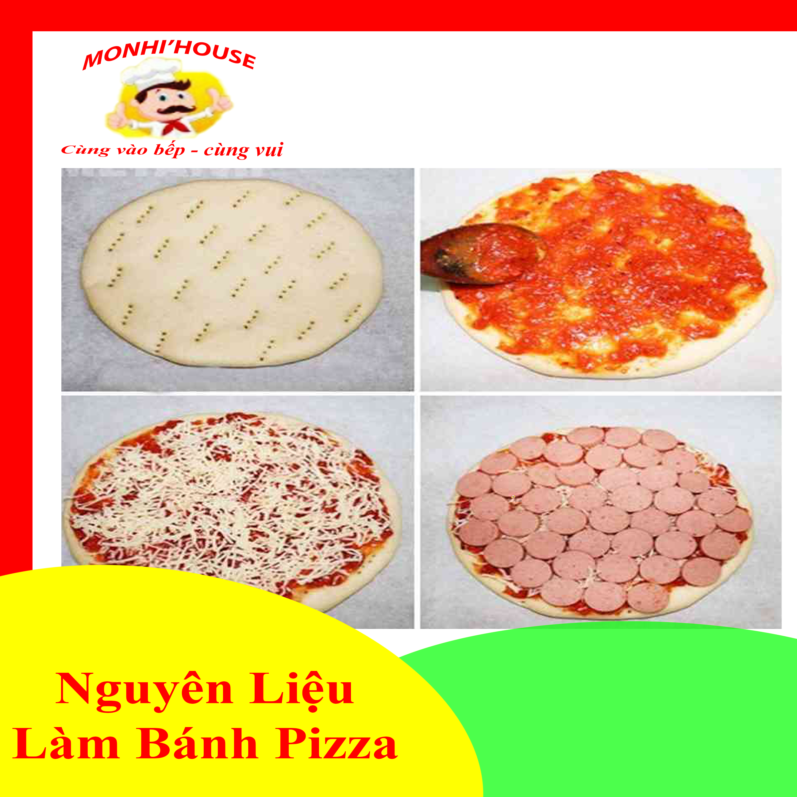 Nguyên liệu làm bánh Pizza ( sốt, đế bánh, phô mai, thanh cua,....)