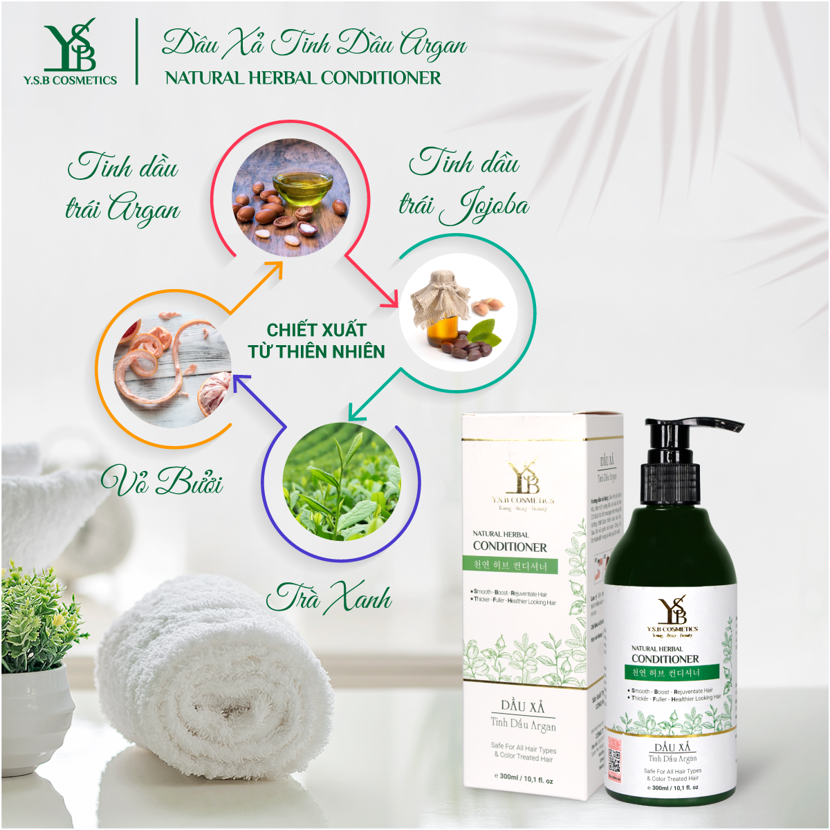 [HCM][YSB Cosmetics] Dầu xả Tinh Dầu Argan NATURAL HERBAL CONDITIONER