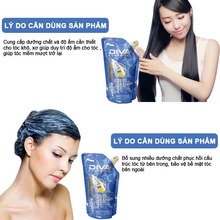 Kem ủ tóc COLLAGEN DIVA 500ml - Hấp tóc phục hồi hư tổn HUẾ STORE
