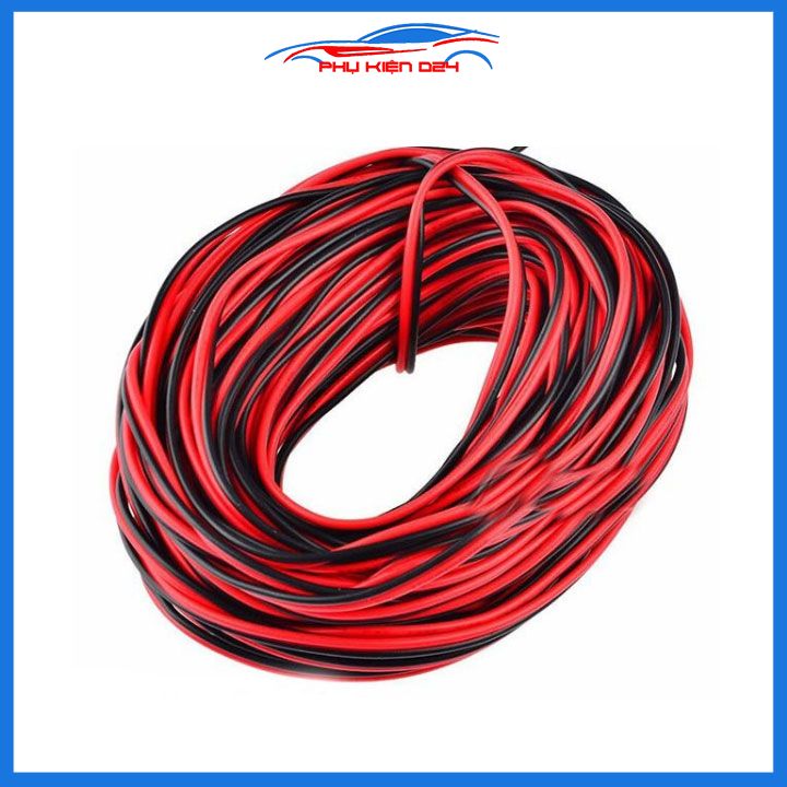 Cuộn 100 Mét Dây Điện Đôi Đen Đỏ Lõi 0.2mm