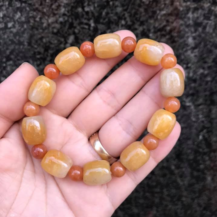 [HCM]VÒNG TAY LU THỐNG NGỌC CẨM THẠCH VÀNG THIÊN NHIÊN