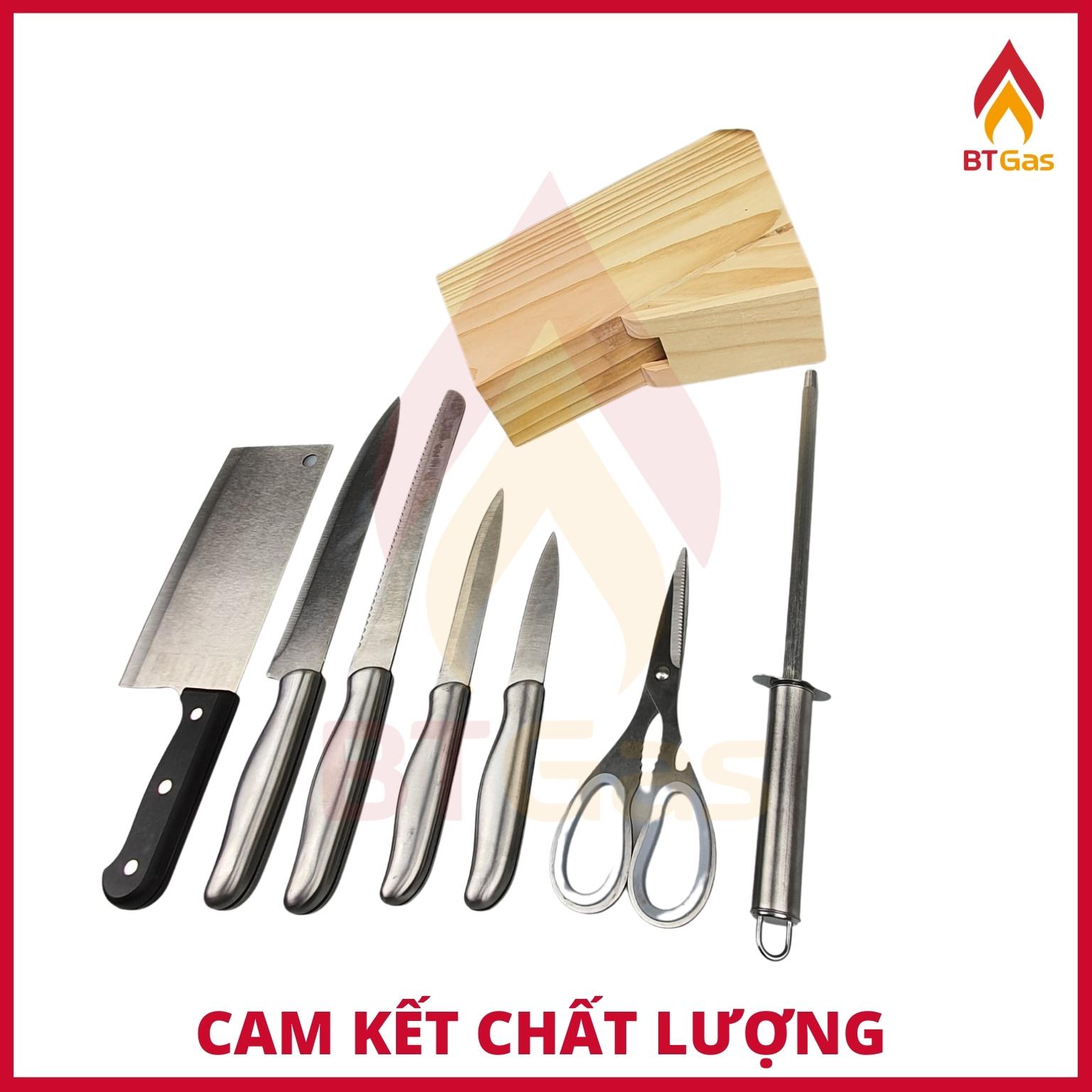 Bộ dao Inox Fimex 8 món (5 dao, 1 kéo, 1 thanh mài dao, 1 giá để dao) FI-017