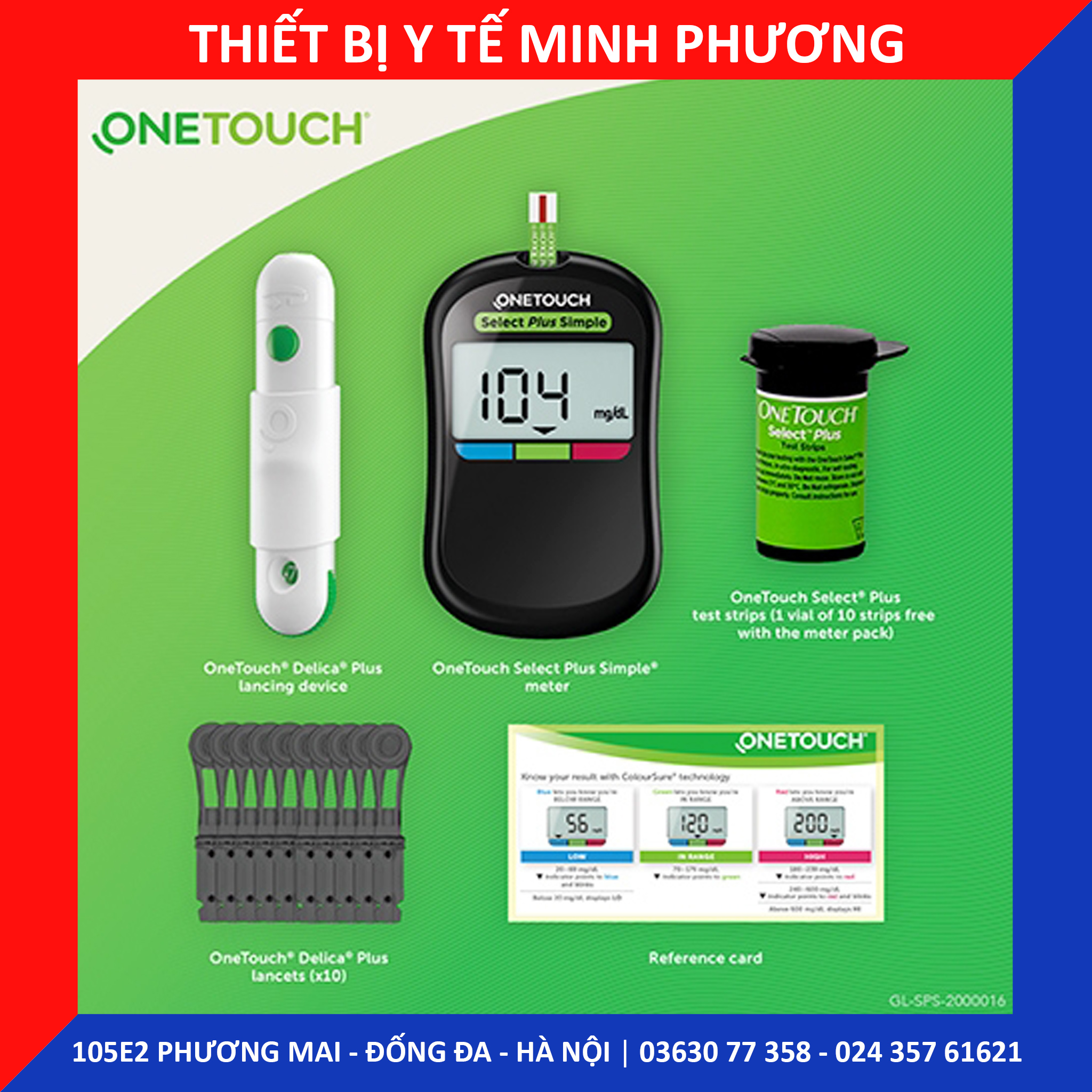 Kim lấy máu và que thử máy đo đường huyết ONETOUCH Select Plus Simple