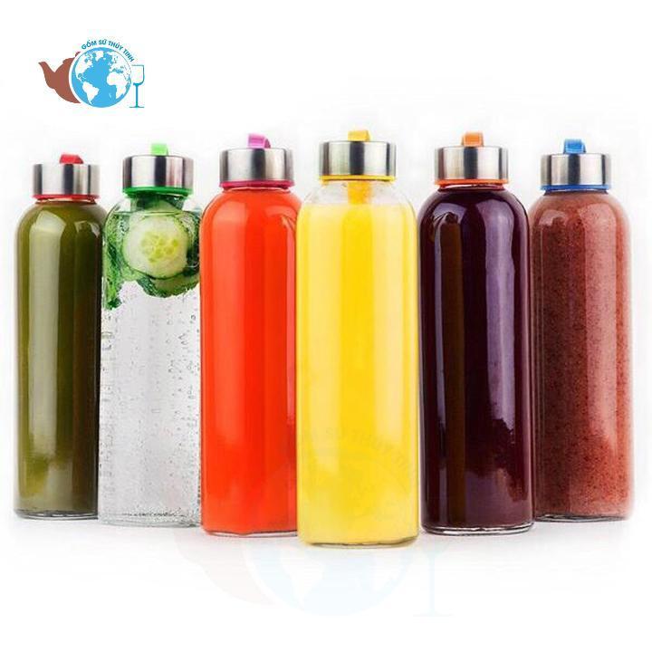 [HCM]Bình Thuỷ Tinh Đựng Nước 300ML Dây Xách NẮP XÁM