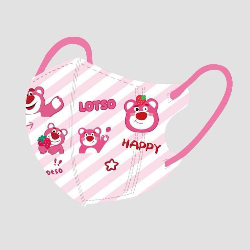 Set 10 chiếc khẩu trang 5d hình gấu gấu dâu lotso