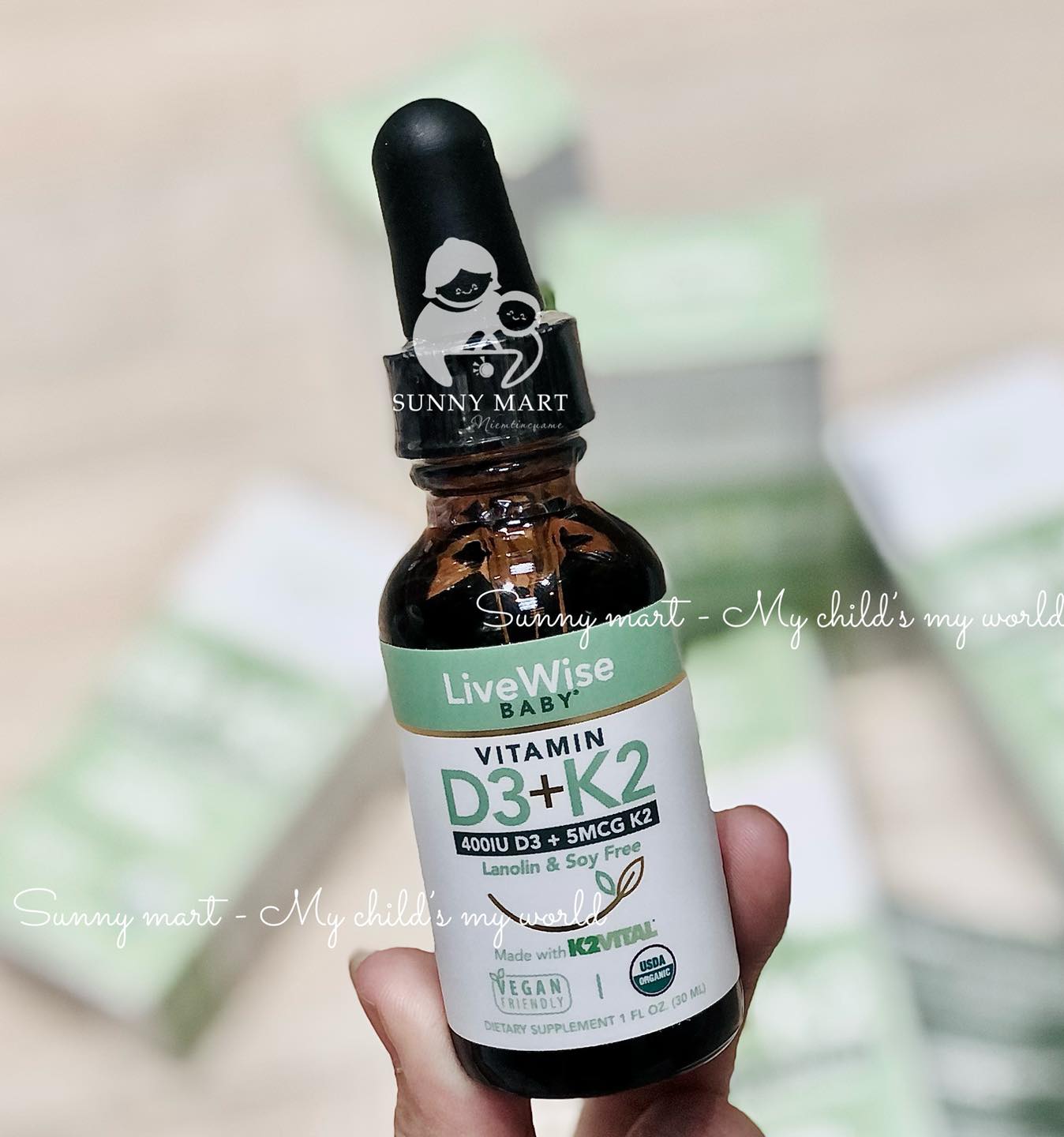 Vitamin D3 + K2 LiveWise Baby Mỹ 30ml (0-3y)