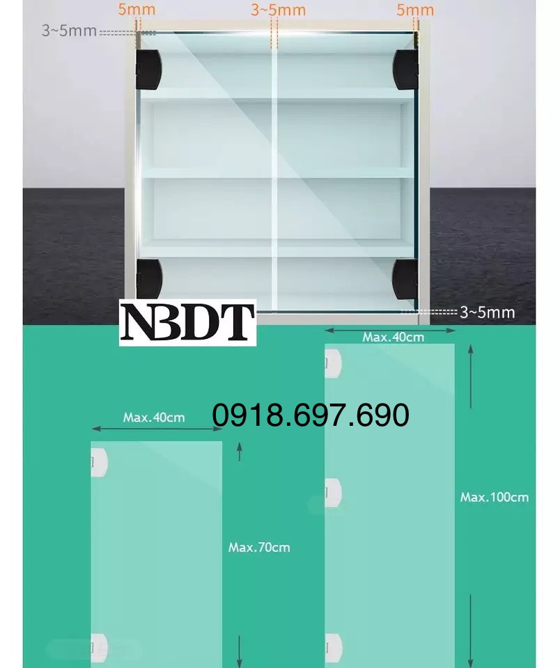 [HCM]Bản lề Inox cửa tủ kính 10-12mm