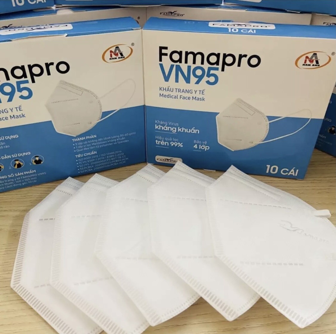 Hộp 10 cái Khẩu trang N95 chuẩn y tế Famapro và tách lẻ 2 cái .