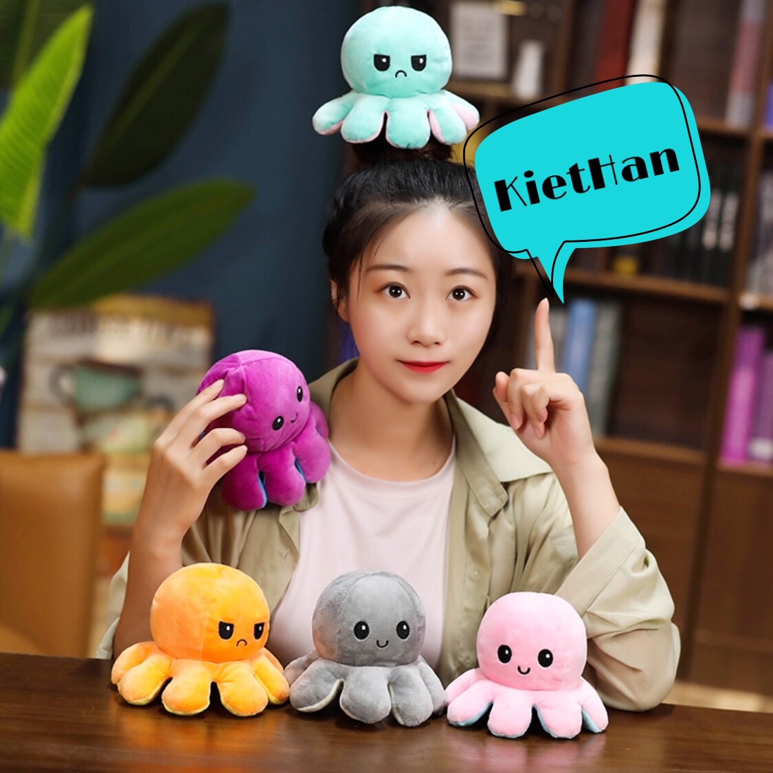 [HCM]Gối bông bạch tuột cảm xúc 2 mặt.