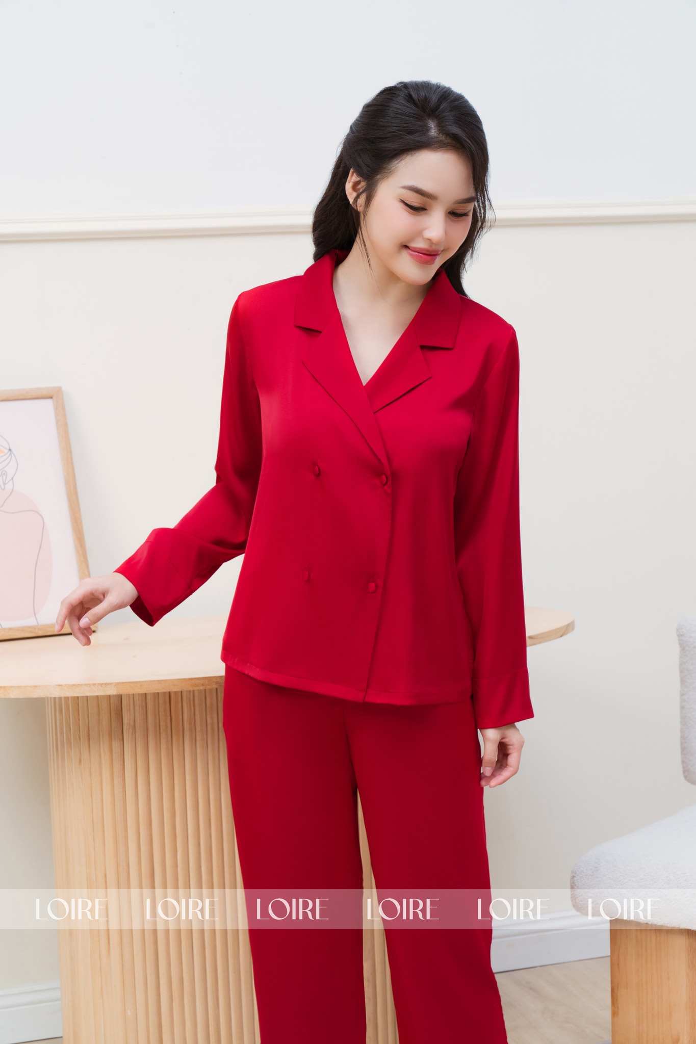 Bộ Pijama Lụa Dài Thanh Lịch Loirechic LPD17