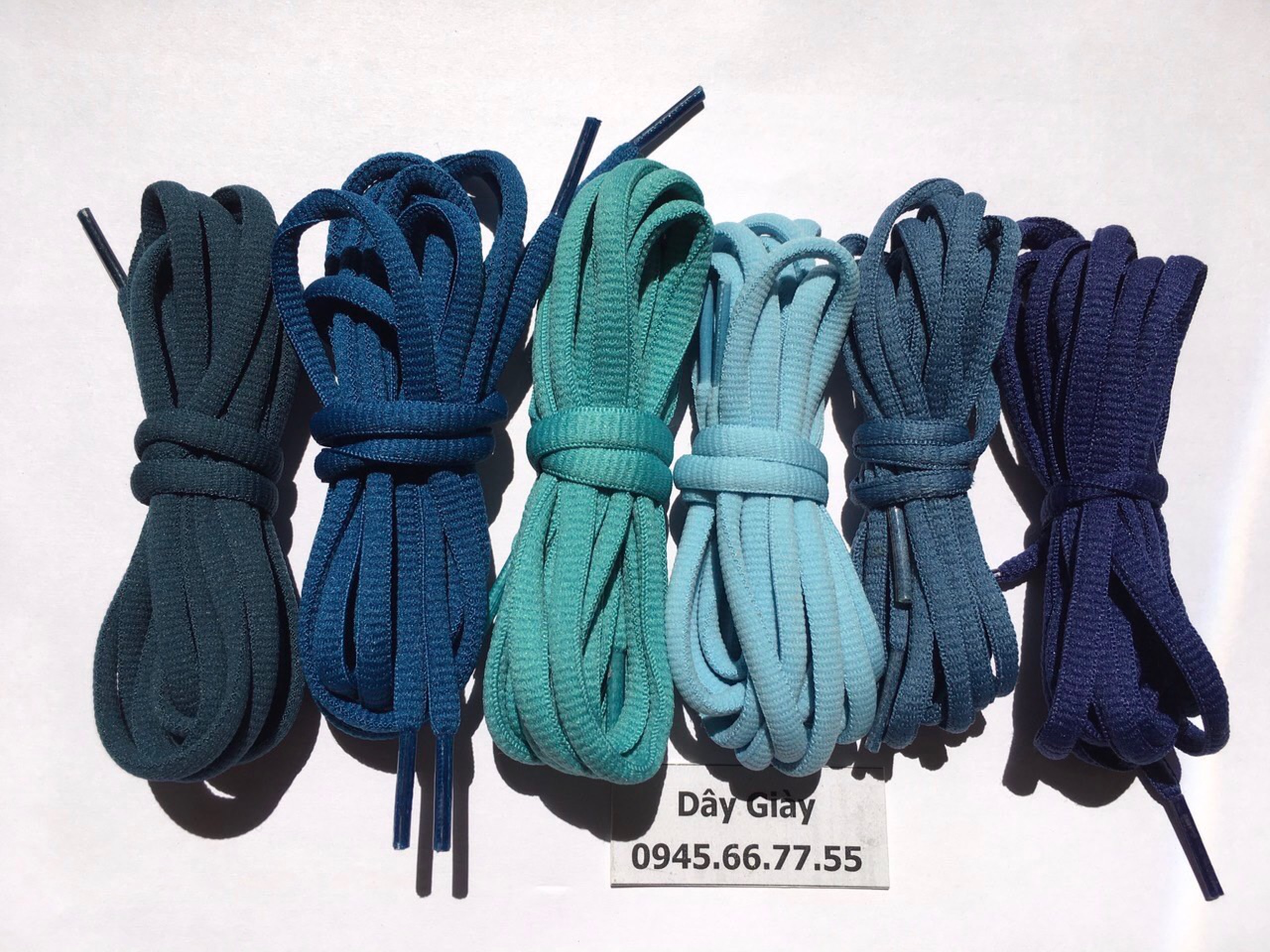 [HCM]Dây giày màu xanh đen - bản ovan 1m2