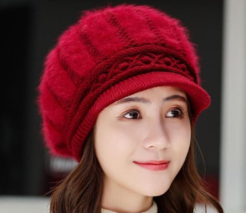 [HCM]Mũ len lông xù gân dọc A072