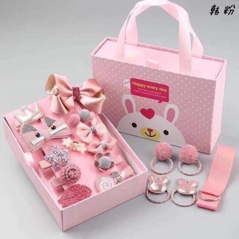 [QUA TANG] Kẹp tóc cho bé gái - hộp 18 món