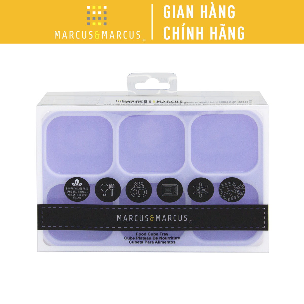 Khay silicon trữ đông đồ ăn dặm cho bé Marcus & Marcus - Willo (60ml x 6 ngăn)