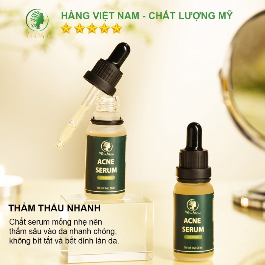 Combo hết mụn cứng đầu với bộ sản phẩm Wonmom ( 1 sữa rửa mặt + 1 serum mụn + 1 kem cấp ẩm )
