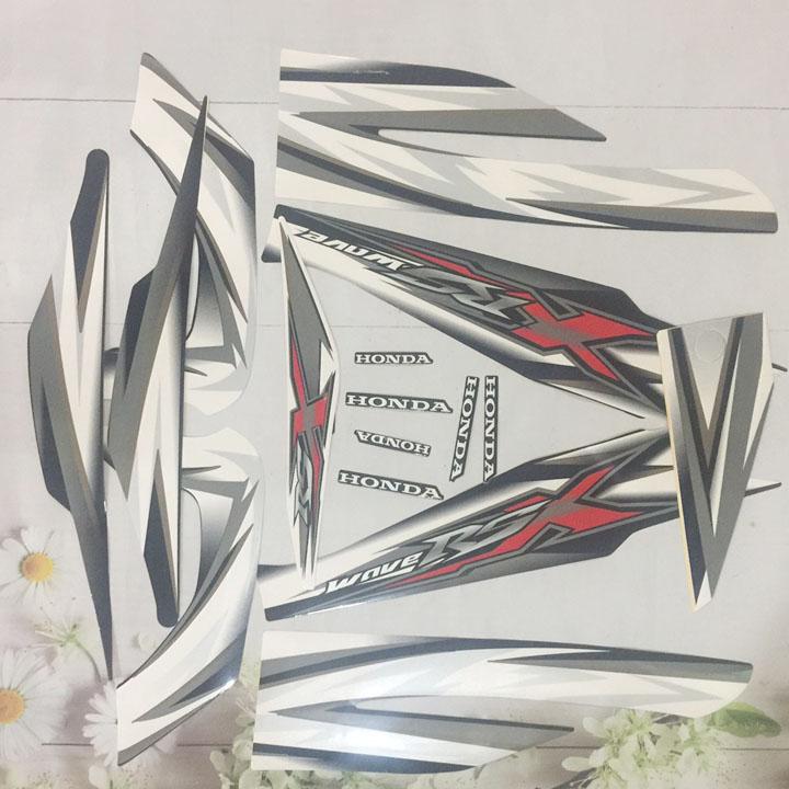 Bộ tem 3 lớp Xe wave RSX màu Trắng Đen
