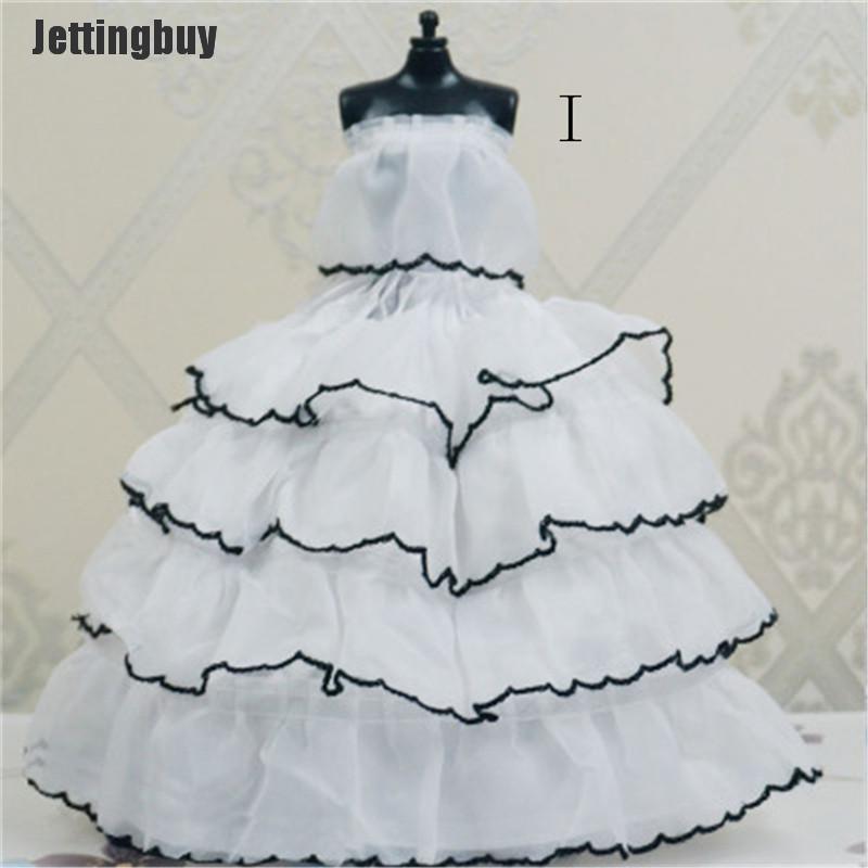 Jettingbuy Handmade Princess Wedding Party Dress Clothes Gown For Dolls Gift