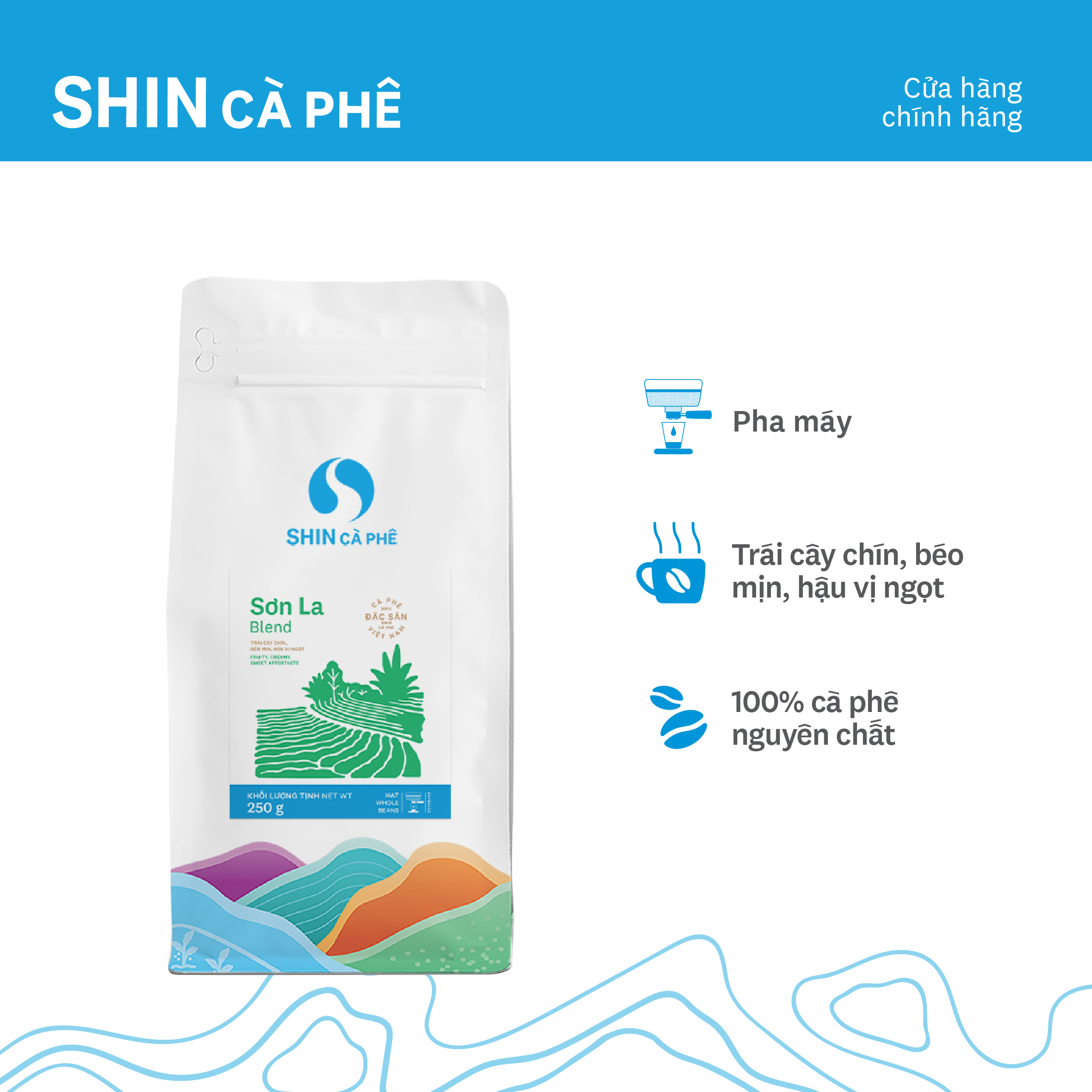 Cà phê Espresso Sơn La Blend - SHIN Cà Phê - Cà phê đặc sản pha máy - Gói 250g