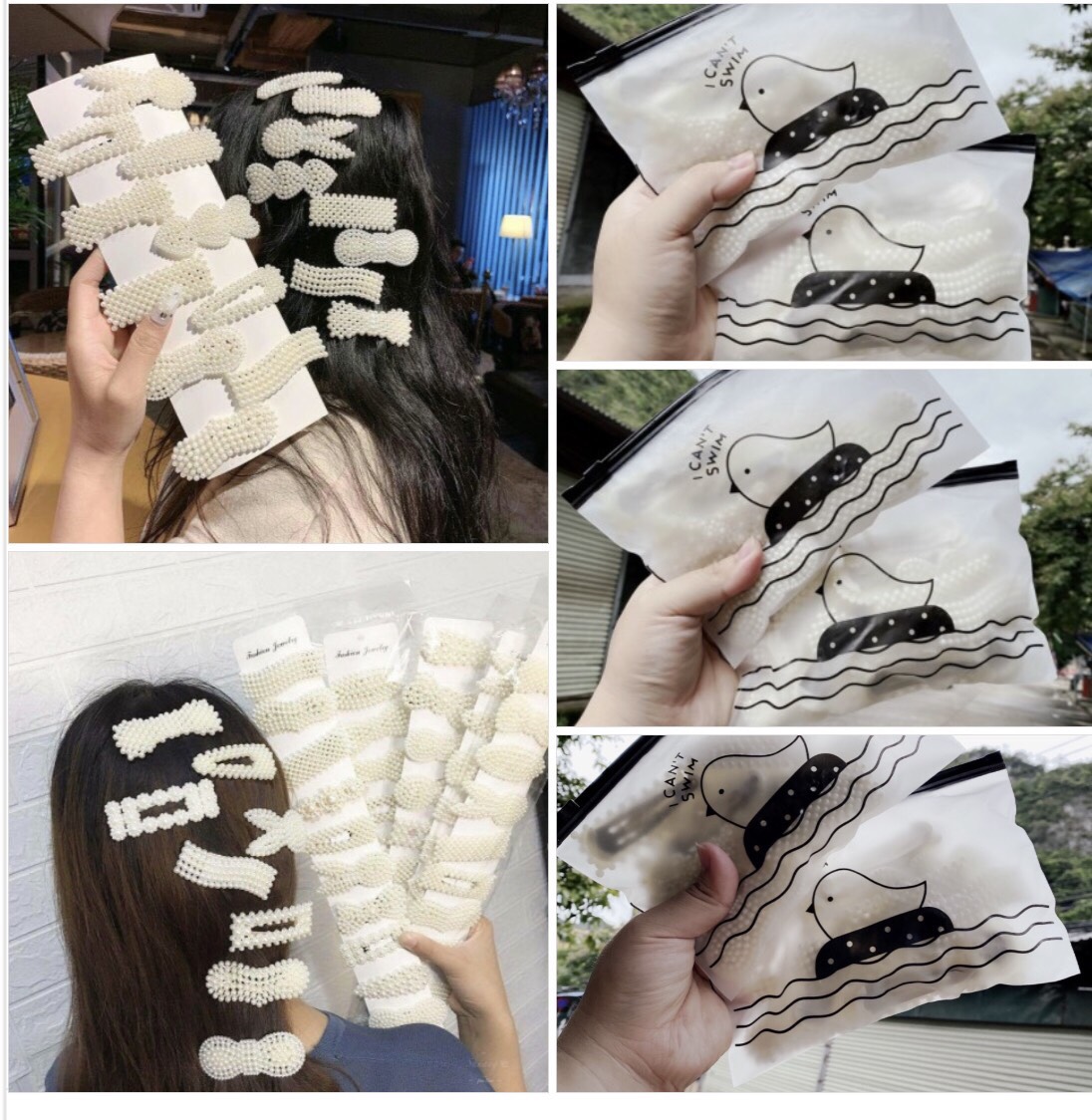 Kẹp tóc ngọc trai nhiều mẫu cho bạn gái - ngọc trai nhân tạo SET 20 CÁI