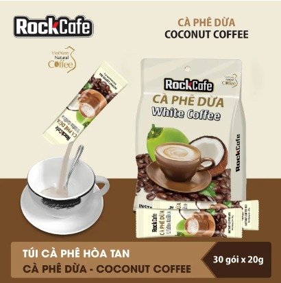 RockCafe - Cà phê dừa túi 600g(30 gói x 20g)
