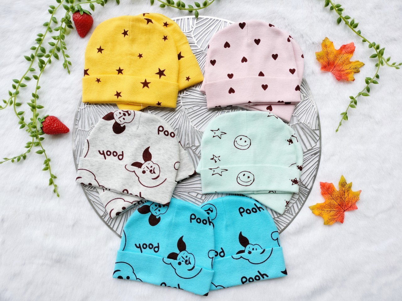Mũ cotton 2 lớp cho bé sơ sinh