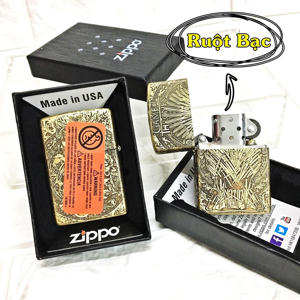 (HOT) BẬT LỬA ZIPPO MỸ , ĐỒNG KHẮC 5 MẶT