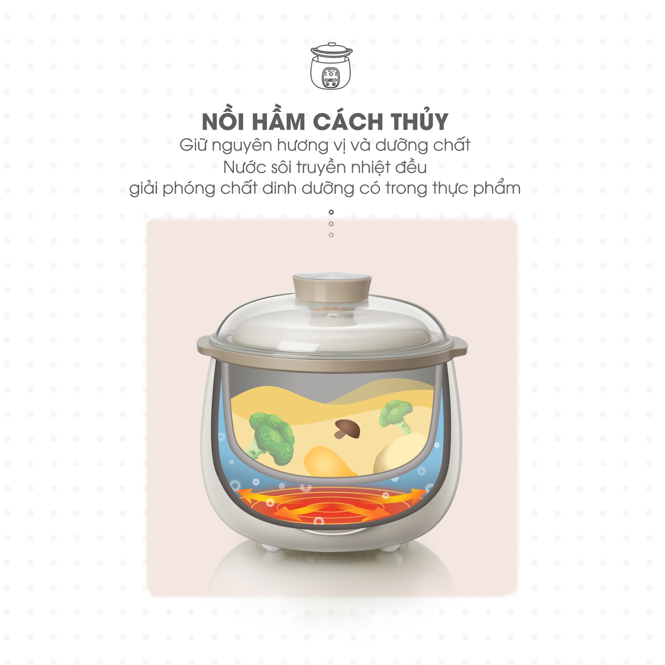 Nồi nấu cháo chậm - chưng - hấp 1,6l hãng Bear