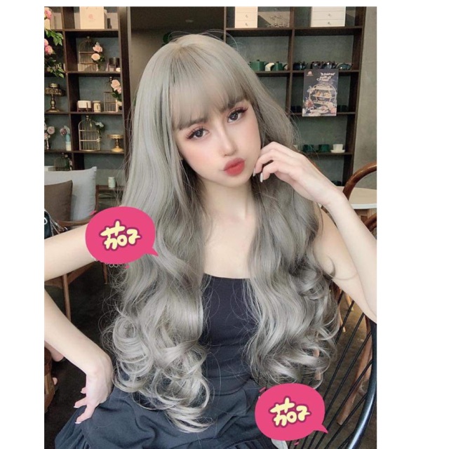 Tóc giả màu xám 😍freeship😍 cả đầu 8136