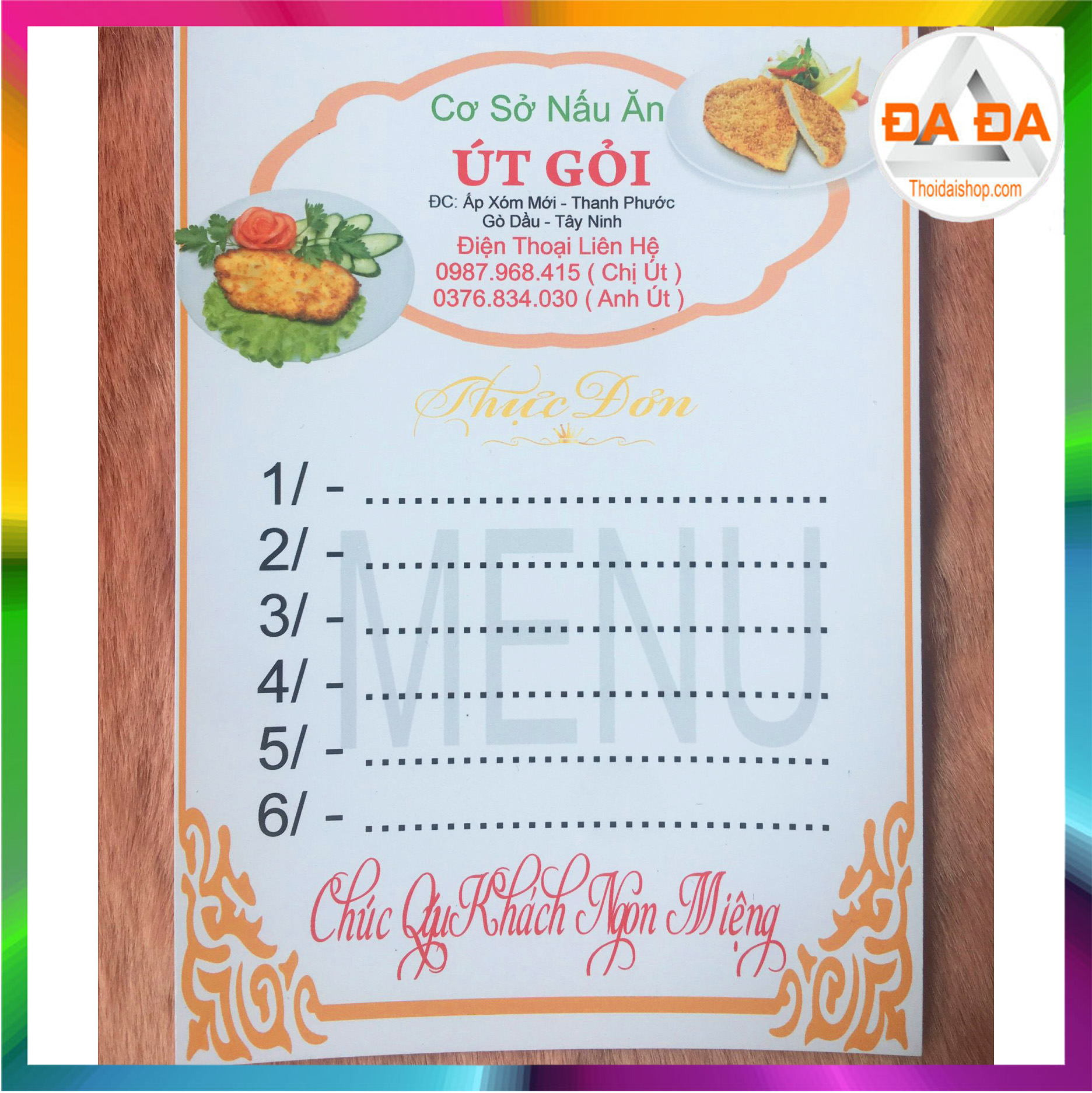 IN MENU ( THỰC ĐƠN ) ĐỂ BÀN TIỆC CƯỚI