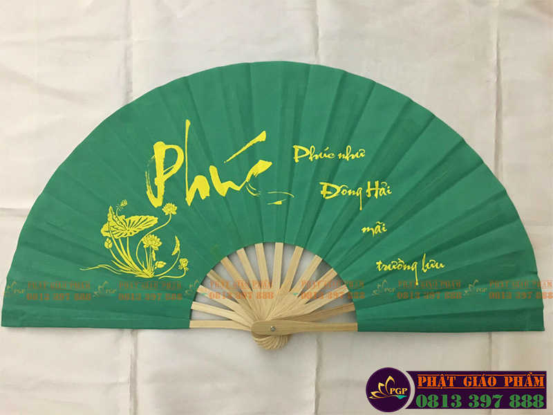 Quạt  Cầm Tay Thư Pháp  - Vải Lụa