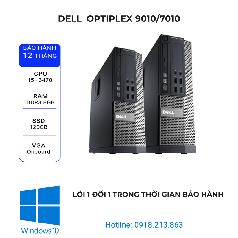 Máy tính đồng bộ Dell Optiplex 9010/7010. i5 3470/ Ram 8Gb/ SSD 120Gb