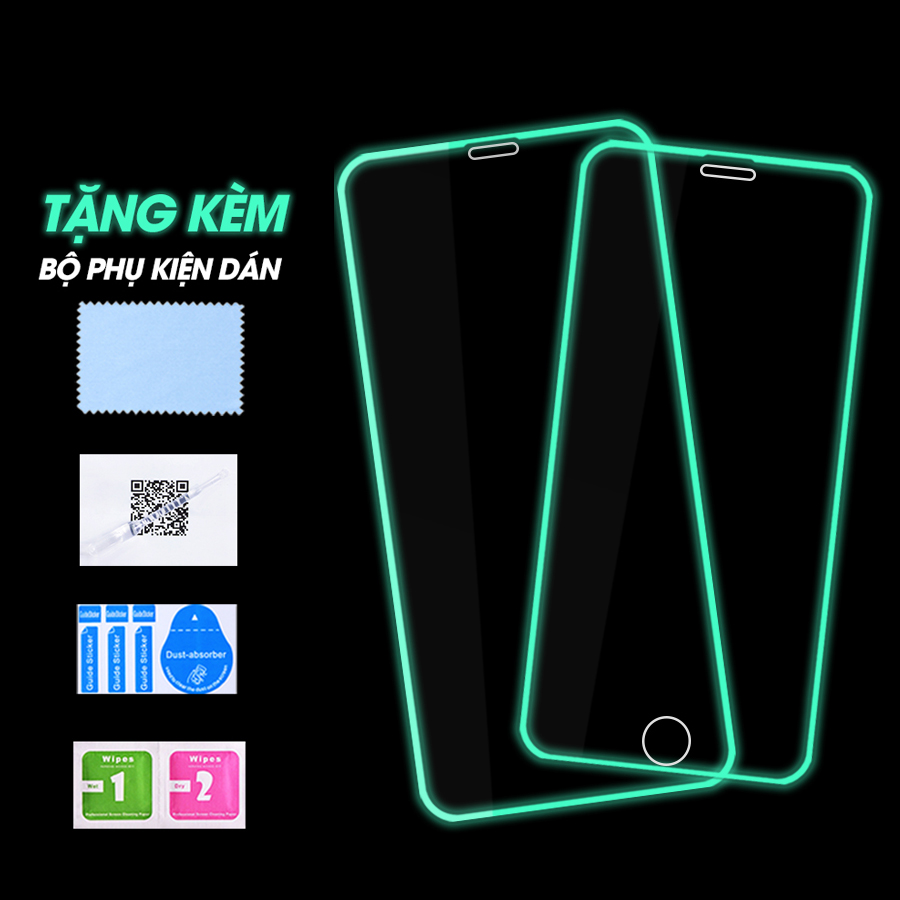 Kính Cường Lực Full Màn Hình Viền Phát Quang iPhone iPhone 6 6s 7 8 6 PLUS 7 PLUS 8 PLUS X XS XR XS MAX 11 Pro 11 Pro Max