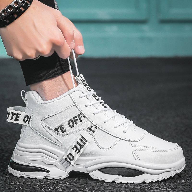 Giày sneaker nam cao| giày đế cao white off màu trắng size