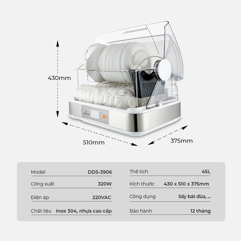 Máy sấy bát Smartcook DDS-3906 - Sản Phẩm của Elmich