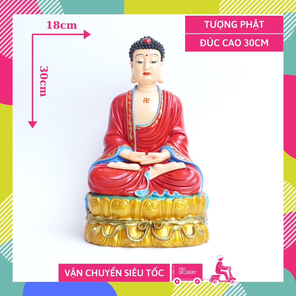Tượng Phật A Di Đà ngồi vẽ sắc màu nguyên khối - Cao 30cm.Mang lại may mắn được phù hộ bình an cho gia đình.  Cam kết giá rẻ trên thị trường