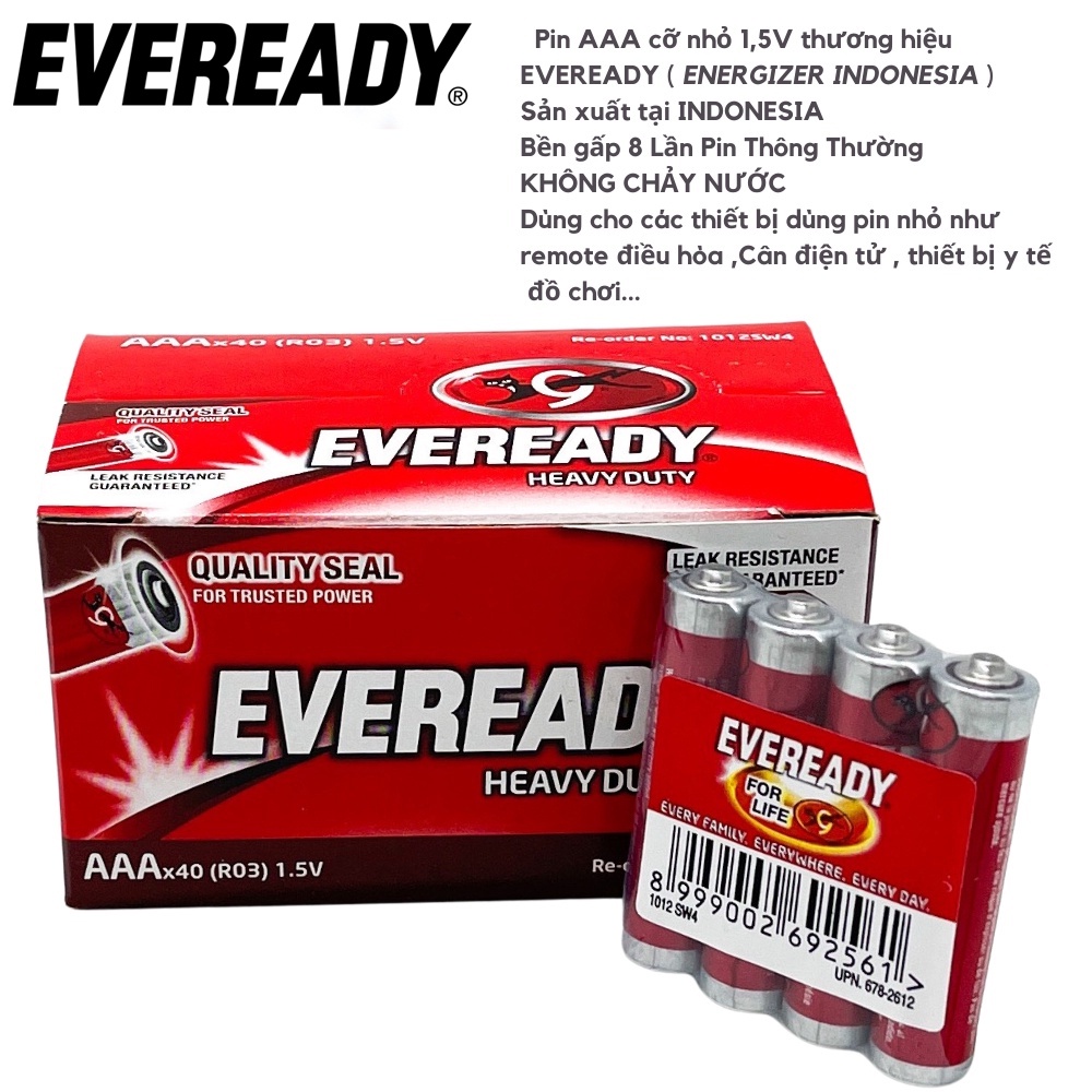 Hộp pin aaa 1,5v eveready siêu bền dùng cho remote - hàng chính hãng
