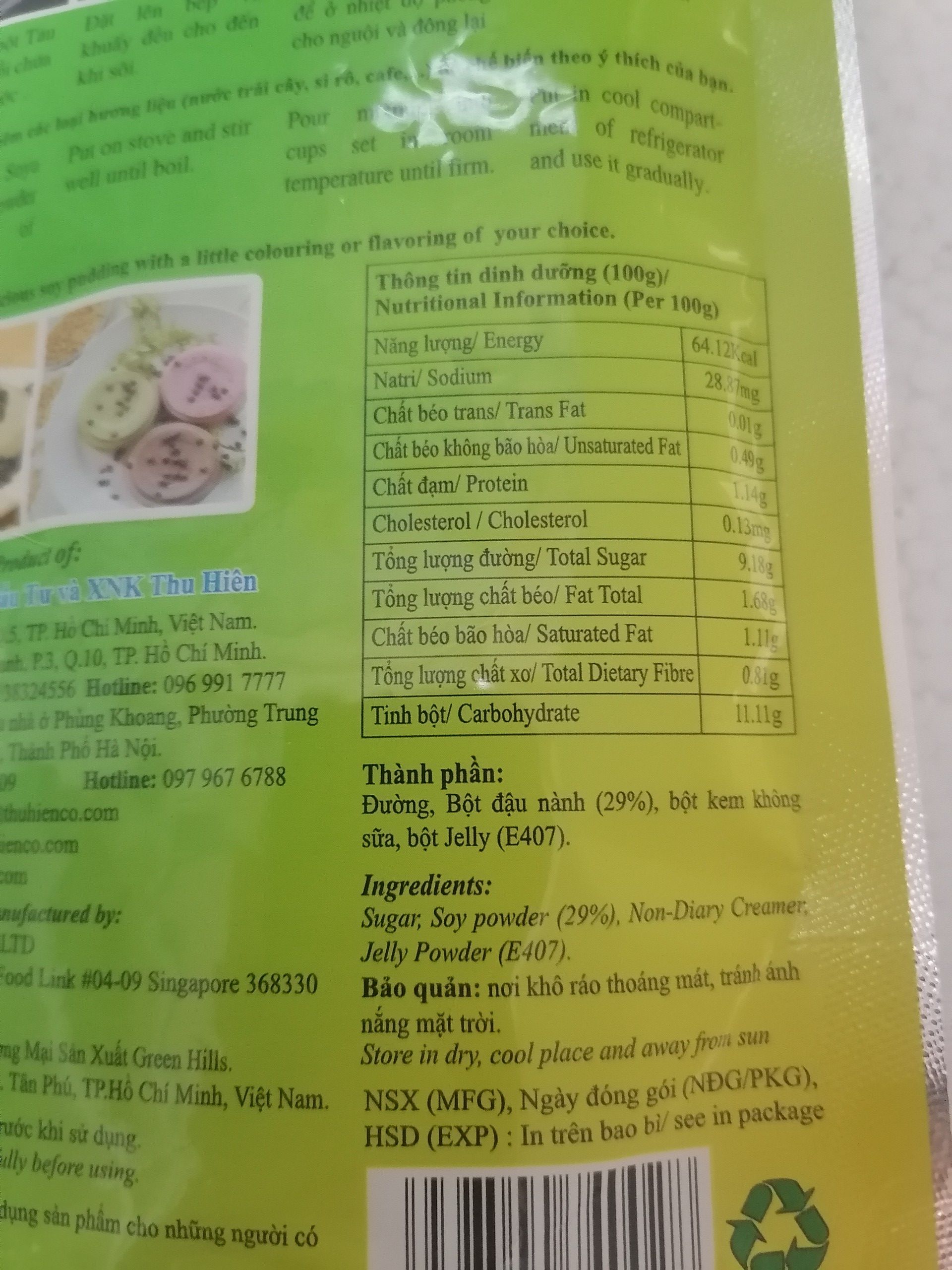 [Túi 90g] BỘT TÀU HỦ (TÀU PHỚ) [Singapore] THIÊN Ý Soya Pudding Mixed