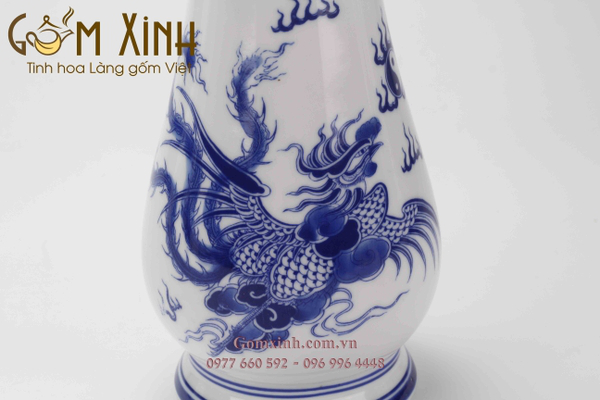 Lọ cắm hoa ban thờ rồng phượng (Đồ thờ Bát Tràng)