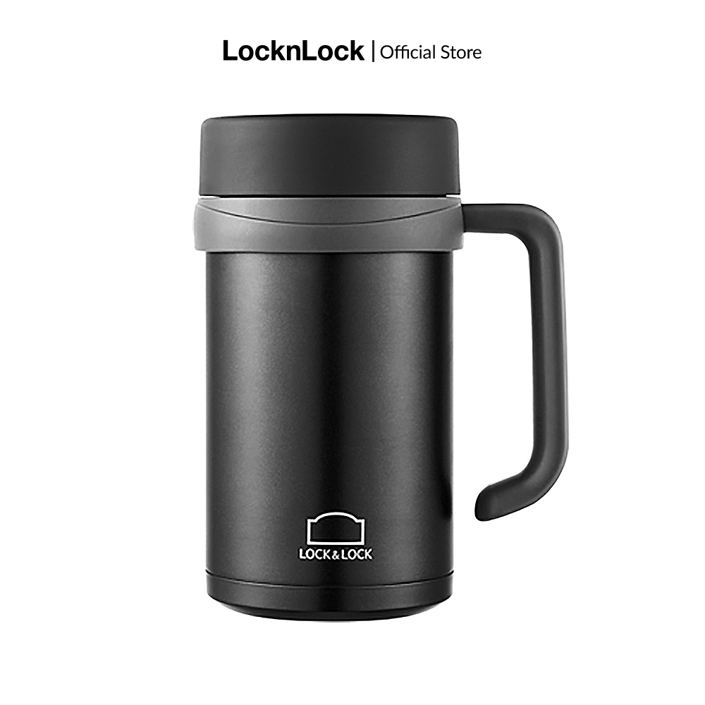 [Duy nhất 23.8 - Mua ngay] LHC4026B - Ca giữ nhiệt có tay cầm Table Mug Lock&Lock 500ml Màu Đen, thép không gỉ 304, nhỏ gọn, Giữ nhiệt cả ngày - Hàng chính hãng