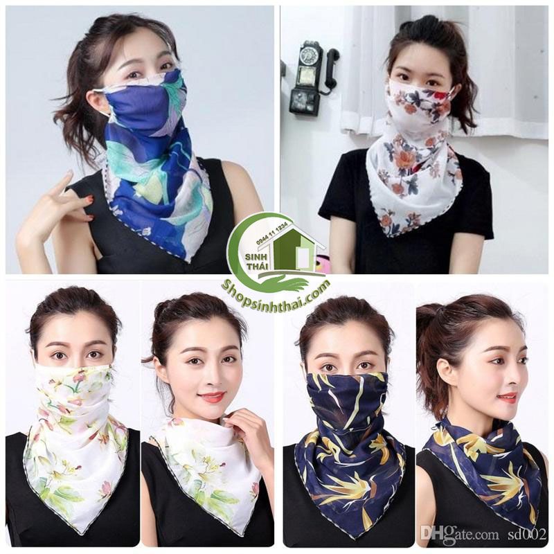 [HCM]Khẩu trang kèm khăn choàng cổ vải voan - khăn đa năng 2 trong 1 - giao màu ngẫu nhiên