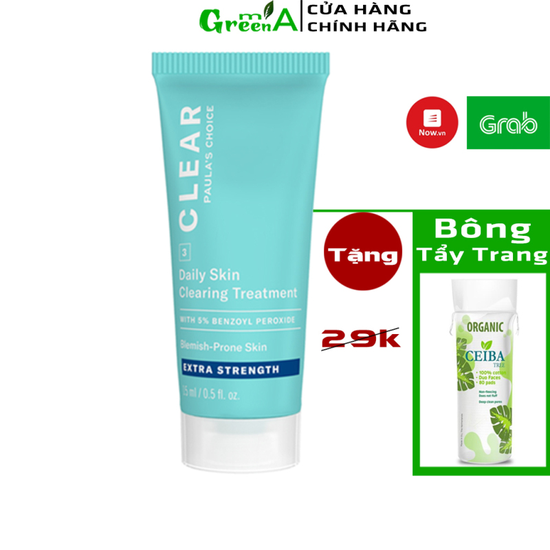 Chấm Mụn Paula’s Choice Clear Extra Strength Daily Skin 5% Benzoyl Peroxide Giảm Sưng Đỏ Mụn Trứng Cá Ngừa Mụn
