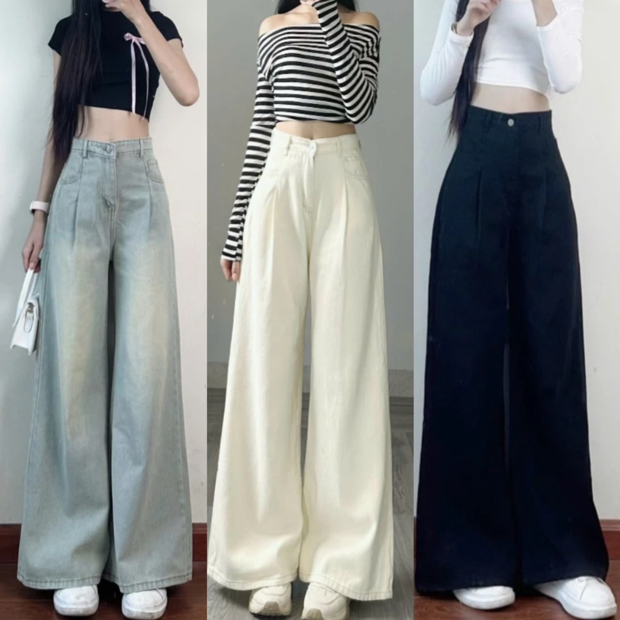 3 SIZE 45-60KG TÙY CHIỀU CAO] QUẦN JEAN 039, 062 ỐNG SUÔNG MỀM LƯNG THUN PHÍA SAU QUẦN DÀI 98CM ỐN RỘNG 27CM HOT TREND NỮ