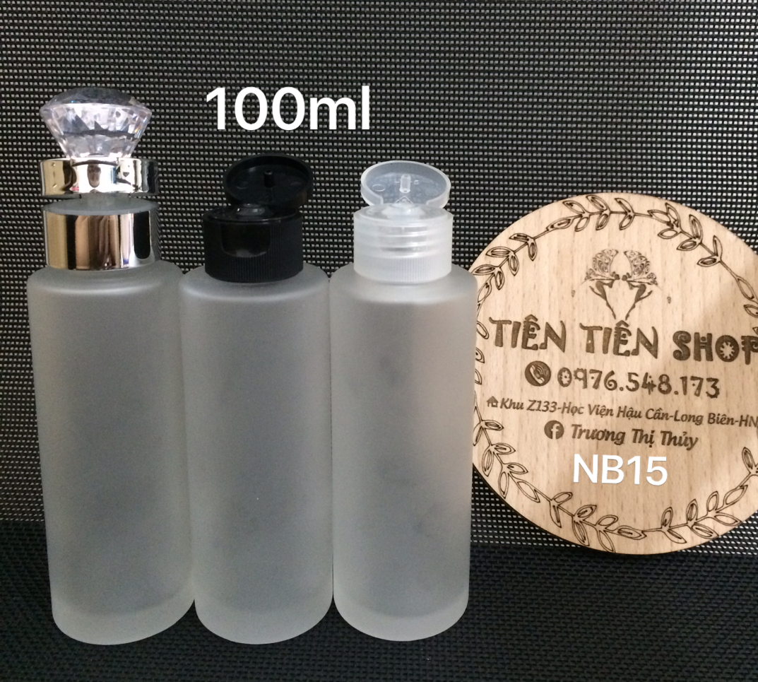 Chai thủy tinh mờ vai vuông 100ml nắp bật