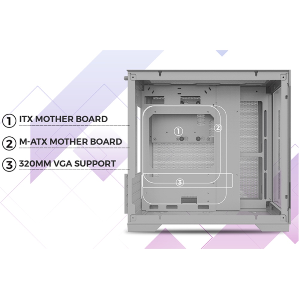 Case máy tính Mik Lv12 Mini Flow hỗ trợ mainboard M-ATX, ITX - WHITE