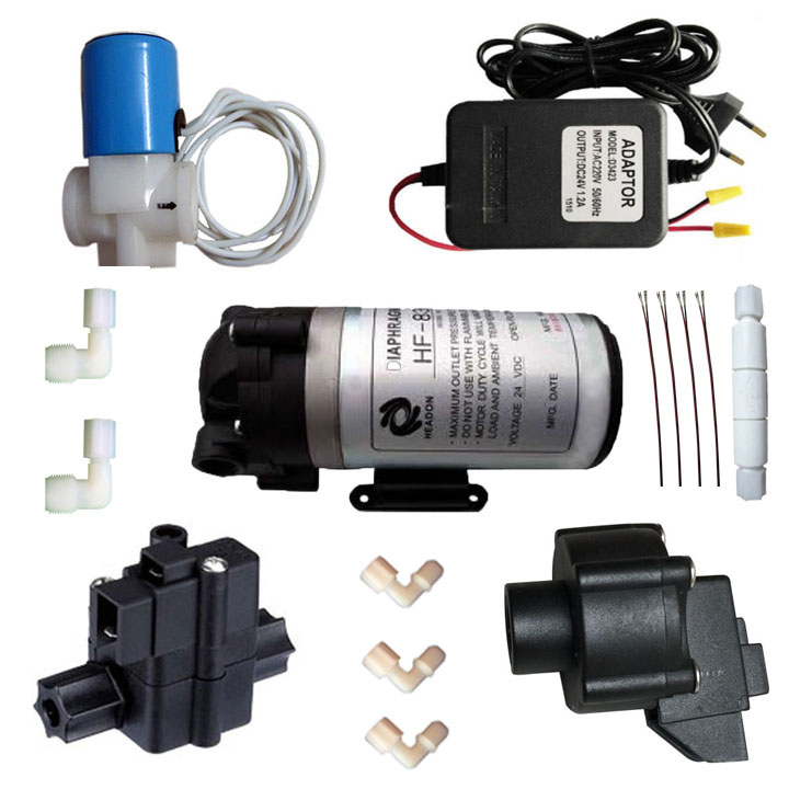 Bộ phụ kiện dùng cho máy lọc nước (Bơm+van áp cao+áp thấp+van từ+nguồn 24V+van xả thải)