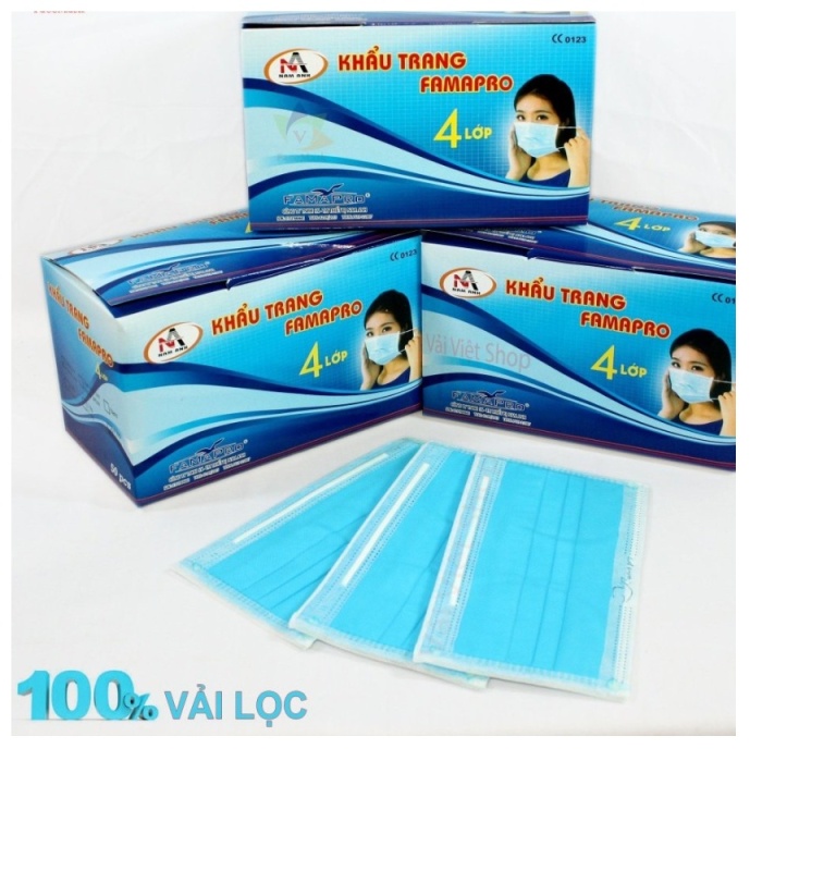 KHẨU TRANG Y TẾ MÀU XANH, HỘP 50 CÁI, LOẠI 4 LỚP