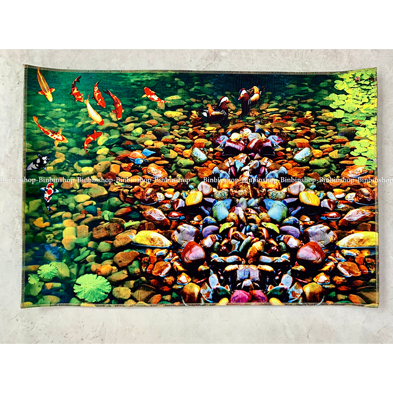 Thảm lông 3D cá chép và sỏi đá BINBIN TL07(40x60cm)
