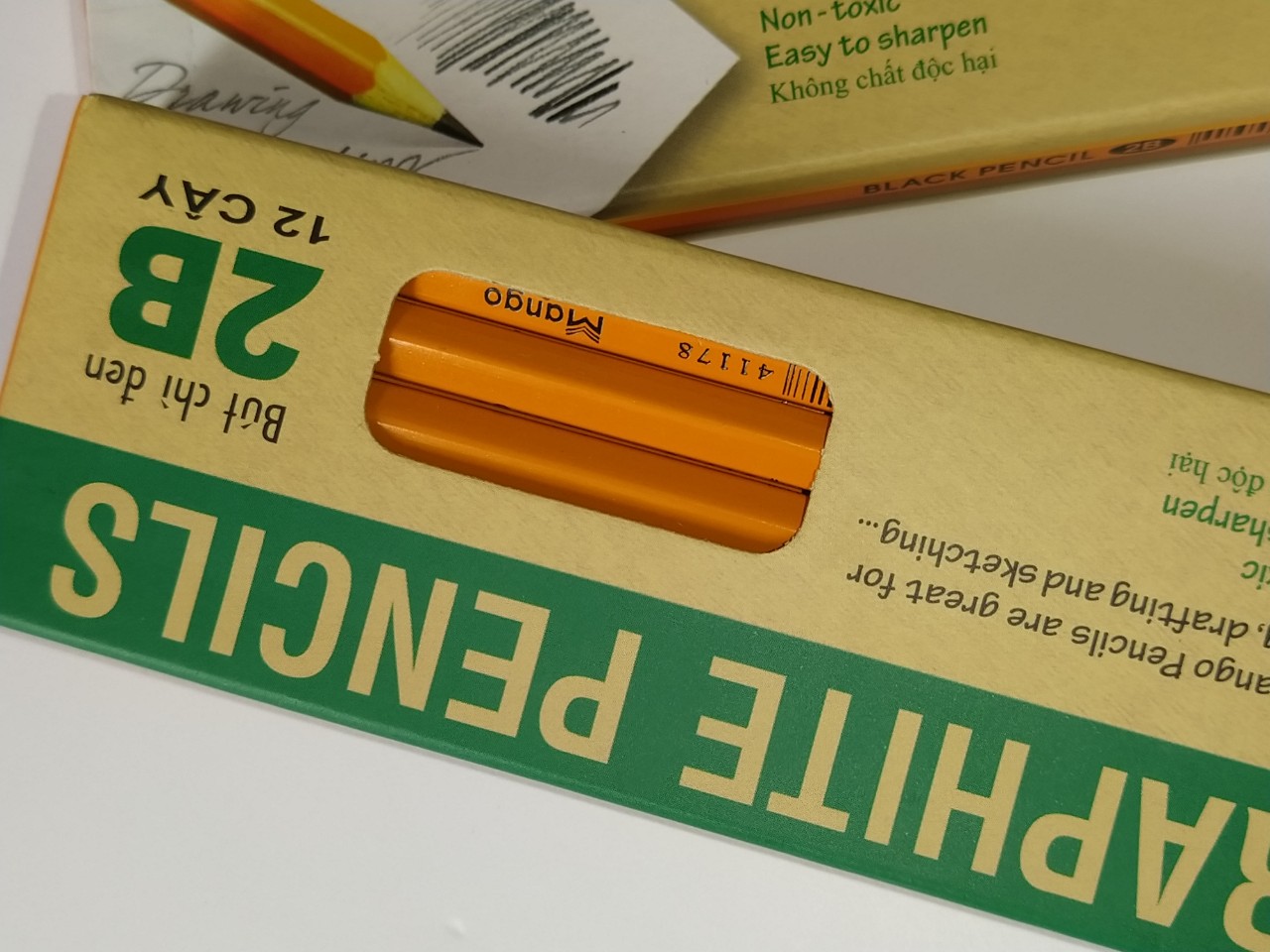 [HCM]Viết chì Mango- Hộp 12 cây Bút chì Mango 2B / Lẻ 3 cây