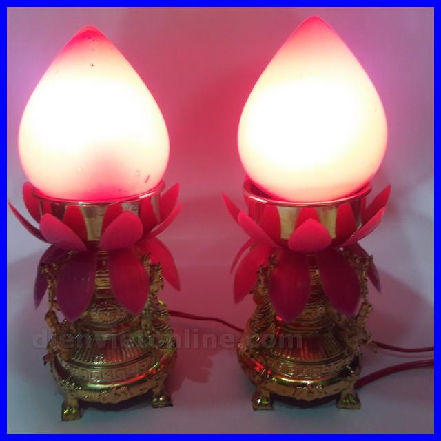 Đèn bàn thờ hình Sen Đào  cực đẹp ( 1 cặp ) - Điện Việt